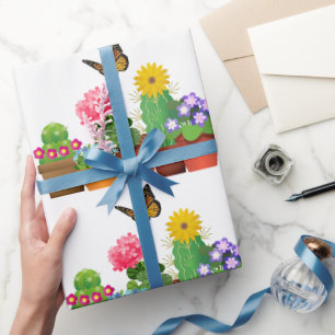 Papel De Presente Nova Casa Novo Jardim Vaso de Flores Artesanato