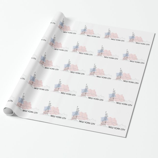 Papel De Presente Nova Iorque - Estátua da Liberdade dos EUA (Desenrolado)