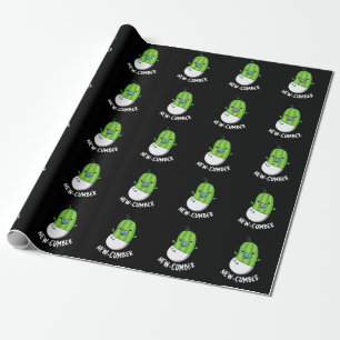 Papel De Presente Novato Engraçado Veggie Pepino Pun Dark BG
