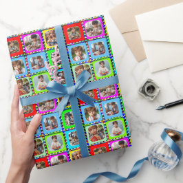 Papel De Presente Nove fotos personalizadas coloridas, padrão de cor