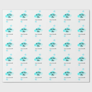 Papel De Presente Nove nuvens azul pastel estrela despedida de solte