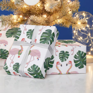 Papel De Presente Novidade Flamingo Verde do Papai Noel Rosa Coroa d