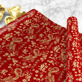 Papel De Presente Novo ano chinês do Dragão 2024
