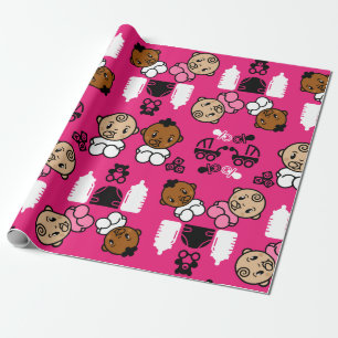 Papel De Presente Novo presente de bebê rosa único