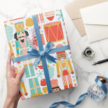 Papel De Presente Noz-cracker Colorful Modern Christmas Pattern<br><div class="desc">O quebra-cabeça Colorido Padrão de Natal Moderno Molhado de Papel Presente apresenta um padrão colorido de salgadinhos,  tambores,  Enfeites de natal e flocos de neve. Criado pelo Evco Studio www.zazzle.com/store/evcostudio</div>