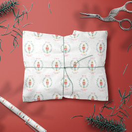 Papel De Presente Noz-cracker de aquarela botânica e fofo filho de N