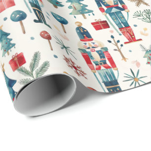 Papel De Presente Nozes de Aquarela Brincadeiras de Natal