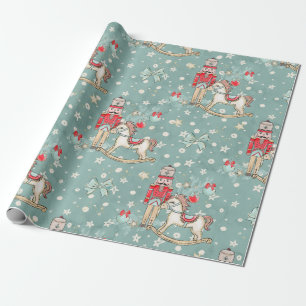 Papel De Presente Nozes de Natal e cavalo de balanço