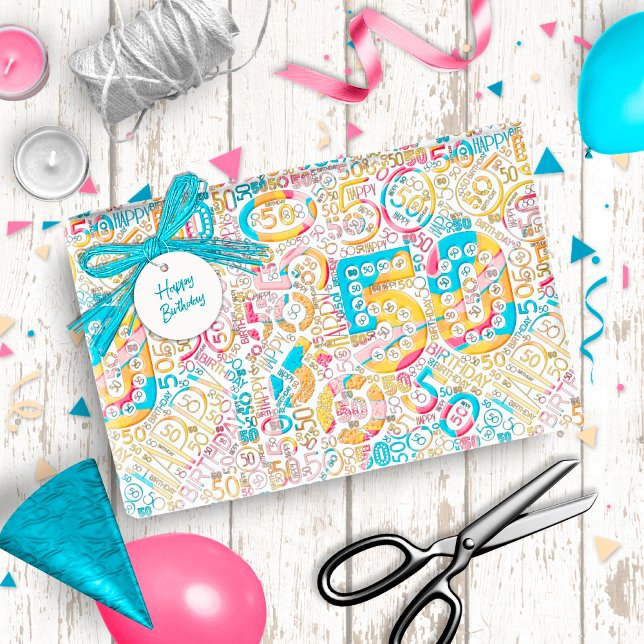 Papel De Presente Numero de Aniversário Cloud 50 B ID270 (Criador carregado)