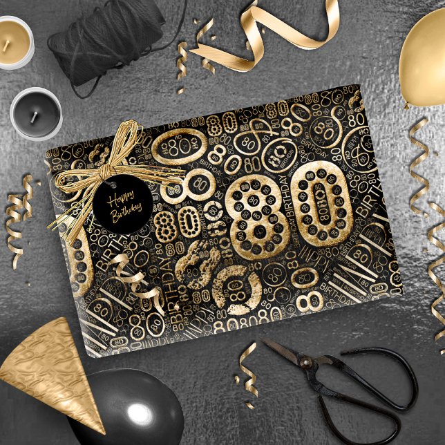 Papel De Presente Número de Aniversário Cloud de Palavras Oitenta C  (Criador carregado)