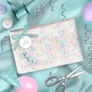 Papel De Presente Número de Aniversário Cloud de Palavras Quarenta A