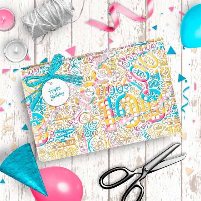 Papel De Presente Número de Aniversário Cloud Word 100 B ID270 (Criador carregado)