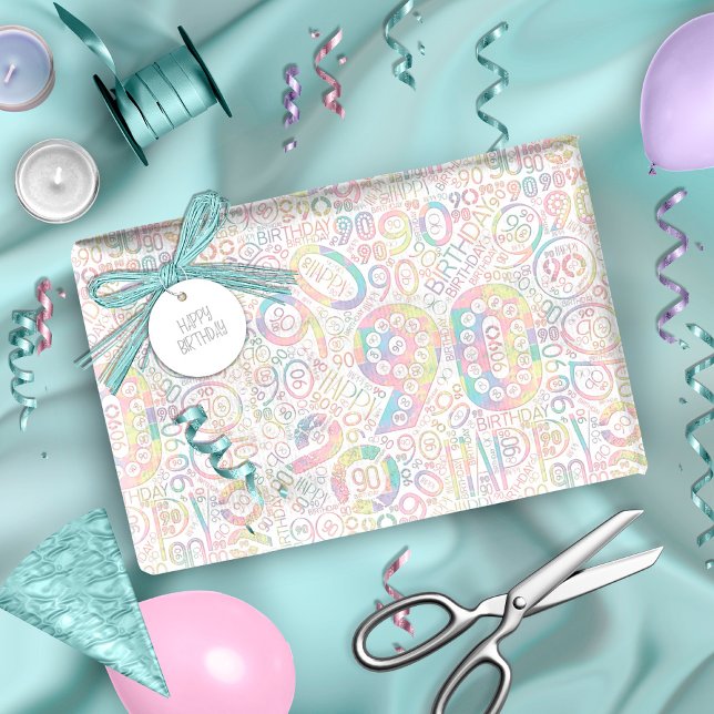 Papel De Presente Numero de Aniversário da Nuvem de Palavras Nona A  (Criador carregado)