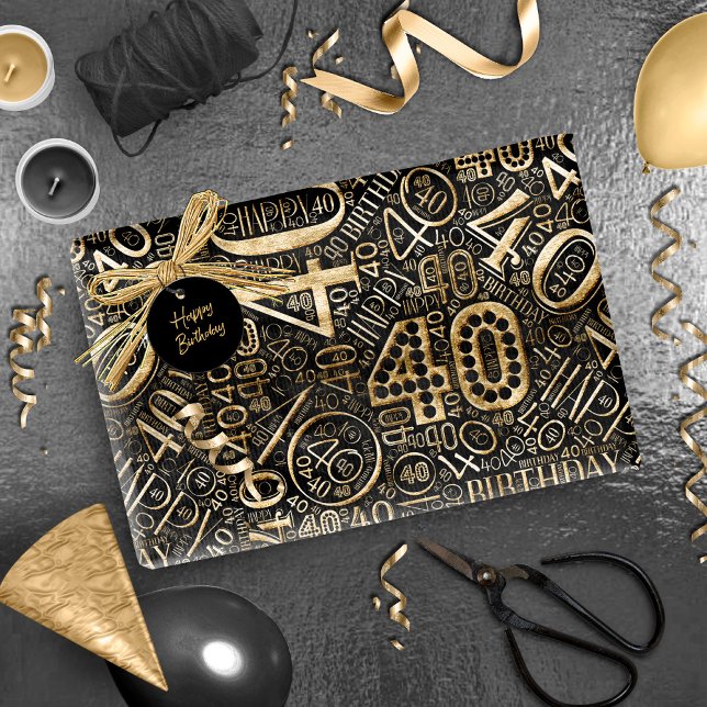 Papel De Presente Número de Aniversário Nuvem de Palavras Quarenta C (Criador carregado)