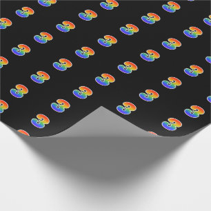 Papel De Presente Número de Evento "3" do Padrão do Rainbow