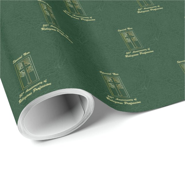 Papel De Presente Nun 50º Aniversário da Profissão Religiosa Verde (Ponta do rolo)