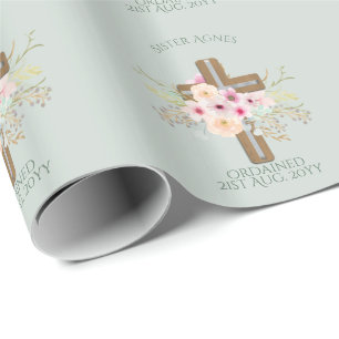 Papel De Presente NUN - Portaria ou Aniversário - Cruz Floral