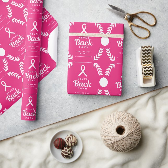 Papel De Presente Nunca Desista | Pacotes de Cuidado Rosa e Branco  (Artesanato)