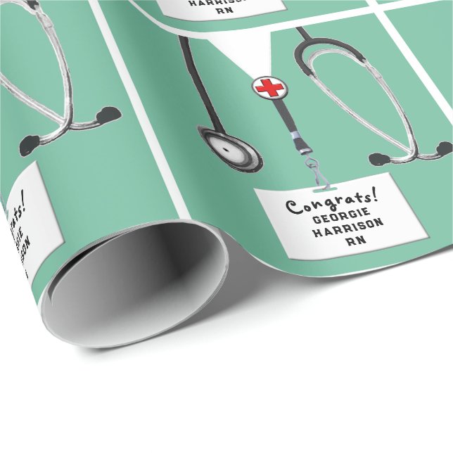 Papel De Presente Nurse Graduation Gift Wrapping Paper (Ponta do rolo)