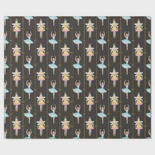 Papel De Presente Nutcracker Ballerina Black Natais vintages