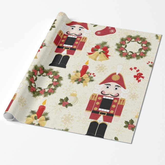 Papel De Presente Nutcracker e Wreath (Desenrolado)