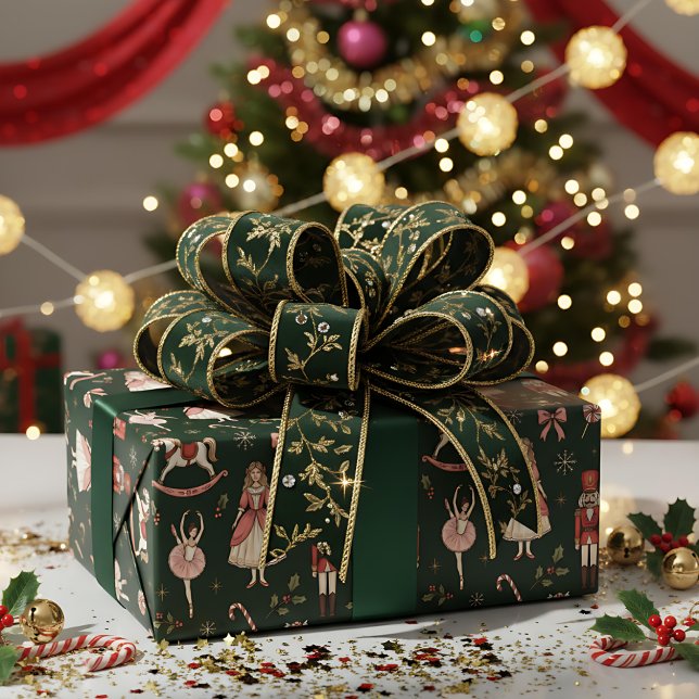 Papel De Presente Nutcracker  Elegant Ballet Christmas (Criador carregado)
