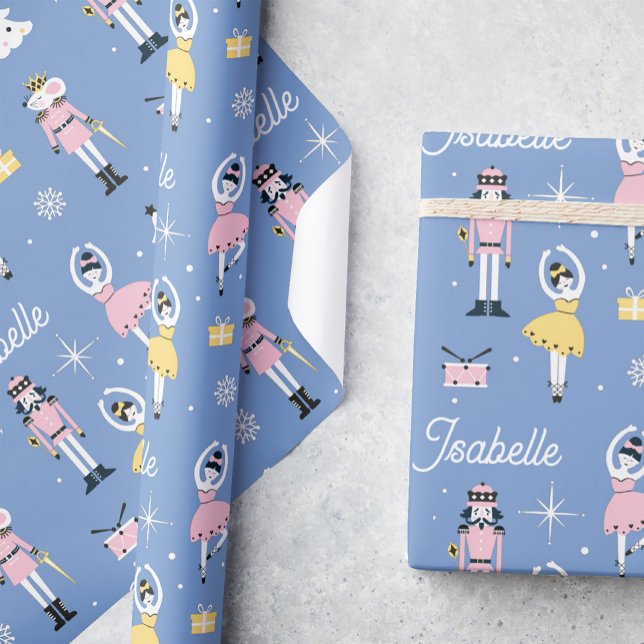 Papel De Presente Nutcracker Pastel Nome Personalizado Natal (Criador carregado)