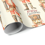 Papel De Presente Nutcracker Script Merry Christmas Wrappaper<br><div class="desc">Roteiro de Nutcracker Folheto de Natal Feliz Fundo de Creme de Papel,  cinzas e Burgundy Manuscrito de Feliz Natal Ilustração de Nutcracker</div>