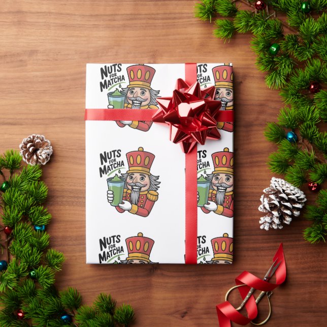 Papel De Presente Nutcracker Segurando Matcha Latte Loucos Engraçado (Presente de Natal)