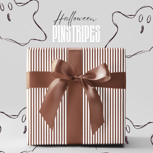 Papel De Presente Nutmeg Brown e White Pinstripe Halloween
