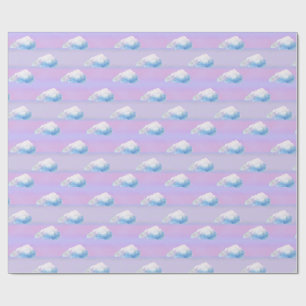 Papel De Presente Nuvem 9 Nublado Roxo e Azul