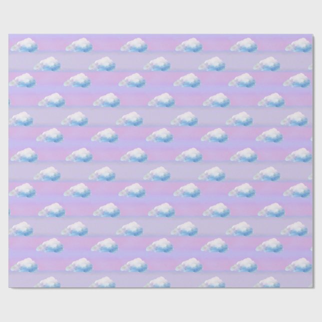 Papel De Presente Nuvem 9 Nublado Roxo e Azul (Aberto)