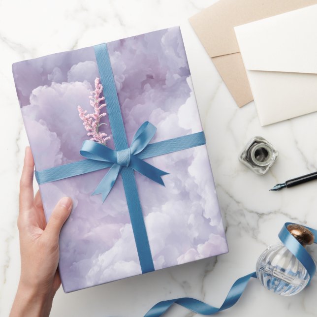 Papel De Presente Nuvem de Lilás Lavanda Suave Padrão Abstrato (Presentear)