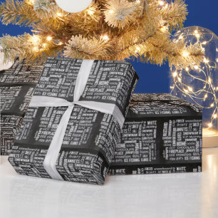 Papel De Presente Nuvem de palavras de Natal de Inverno