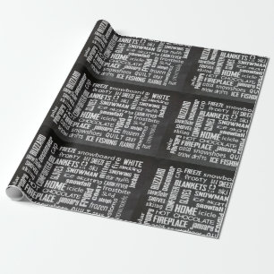 Papel De Presente Nuvem de palavras de quadro negro de inverno