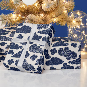 Papel De Presente Nuvens Auspicadas Padrão Chinês Tradicional WrP