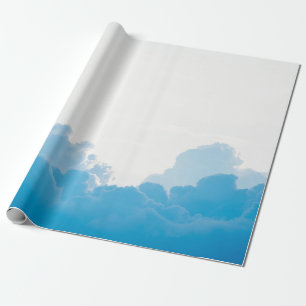 PAPEL DE PRESENTE NUVENS AZUIS SOB O CÉU BRANCO