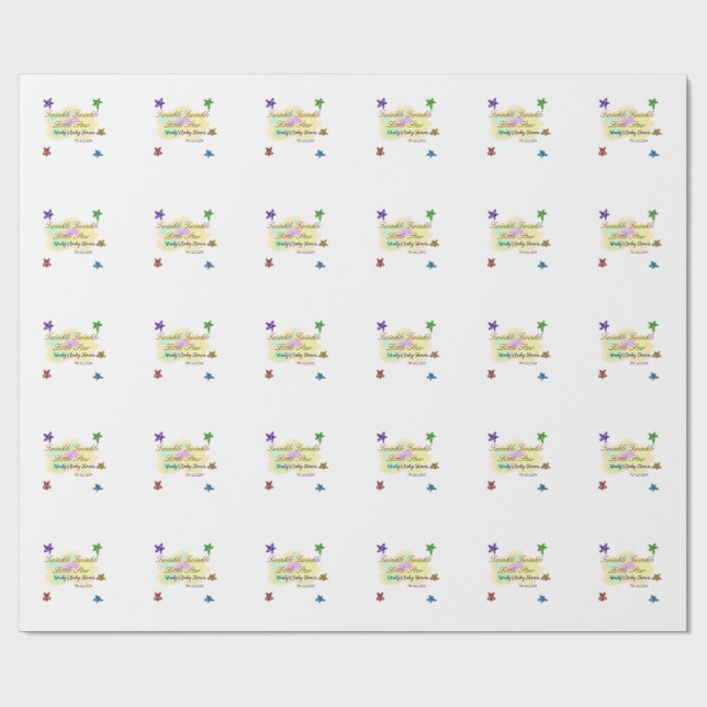 Papel De Presente Nuvens de arco-íris brilham Brilham Brilham Estrel (Aberto)