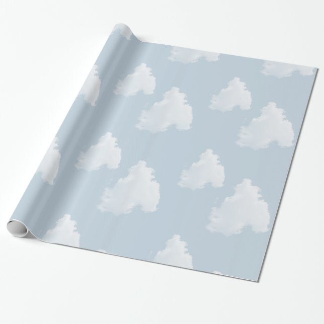 Papel De Presente Nuvens de Céu Azul (Desenrolado)