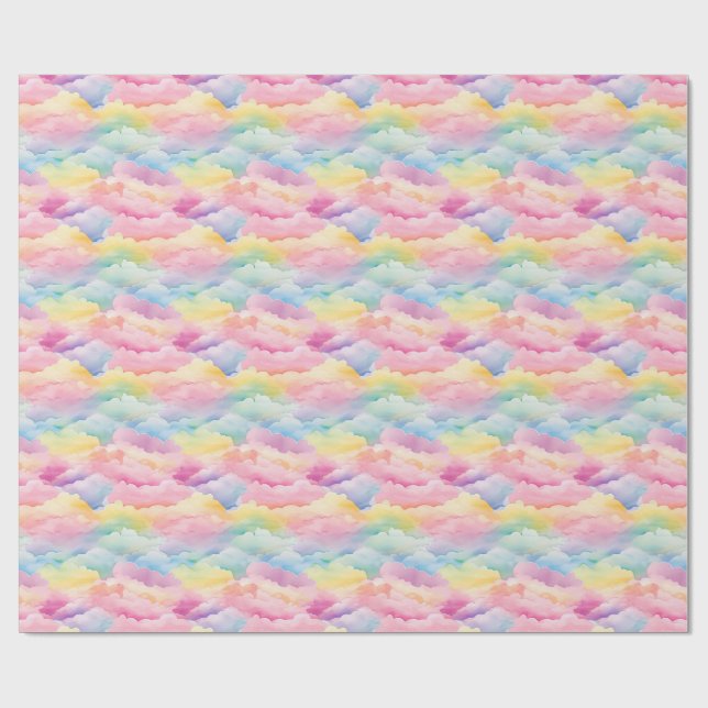 Papel De Presente Nuvens de Pastel em Aquarela (Aberto)