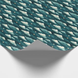 Papel De Presente Nuvens e estrelas em um chá escuro