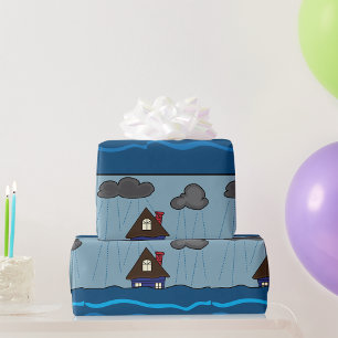 Papel De Presente Nuvens Escuras Inundadas em Casa