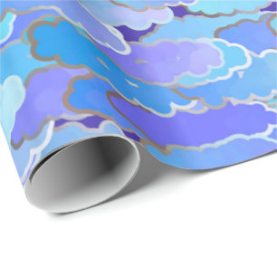 Papel De Presente Nuvens japonesas, crepúsculo, violeta e azuis