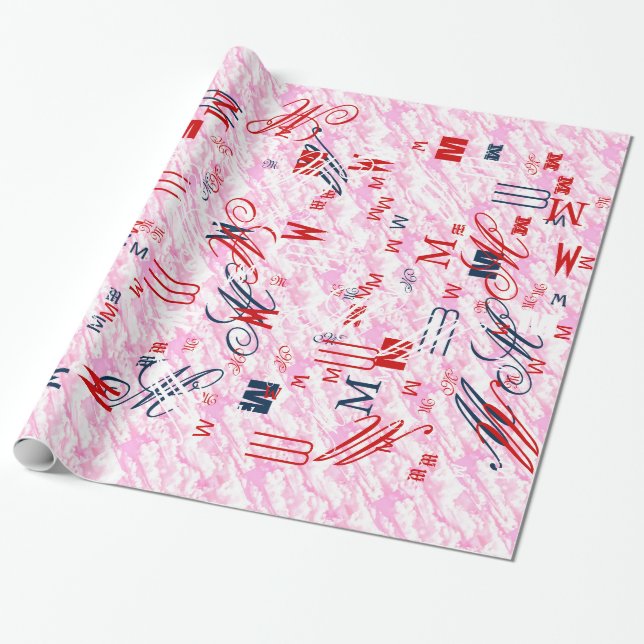 Papel De Presente Nuvens Rosa Fúcsia Festivas Decoração (Desenrolado)