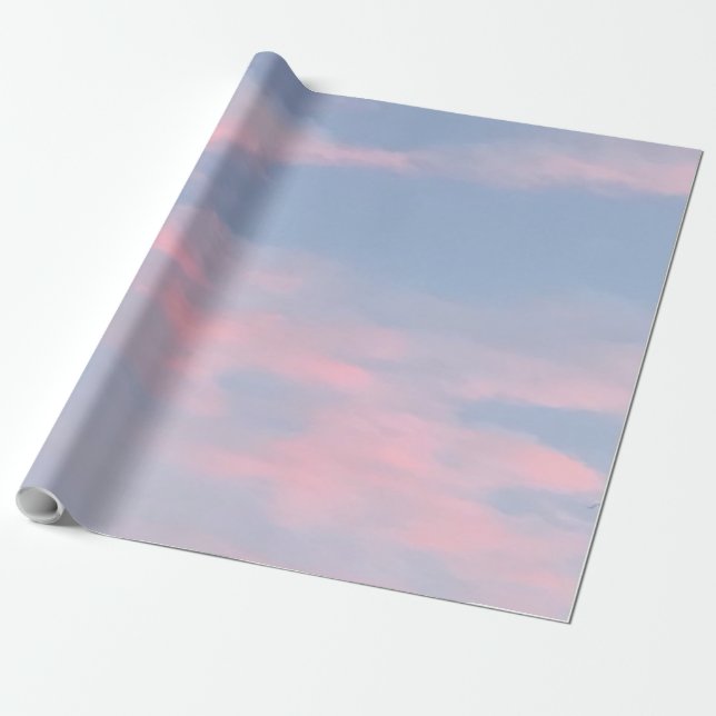 Papel De Presente Nuvens rosa personalizáveis (Desenrolado)