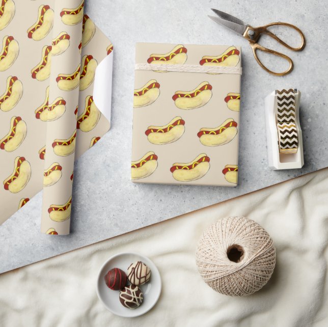 Papel De Presente NYC Hot Dog Frank Frankfurter Wiener Mustard Bun (Artesanato)