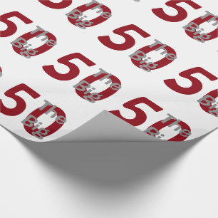Papel De Presente O "50" grande, aniversário, vermelho, texto branc