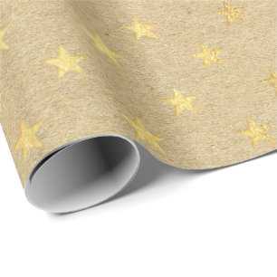 Papel De Presente O americano Stars mínimo elegante natural Dourado