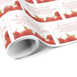 Papel De Presente O Amor é Paciente Rosa Vermelha