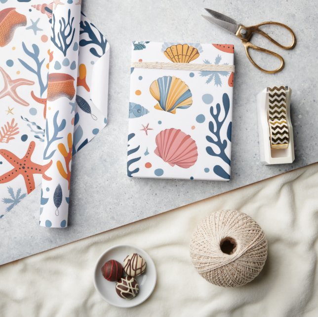 Papel De Presente O Aniversário da Criança de Verão Consegue Coral (Artesanato)